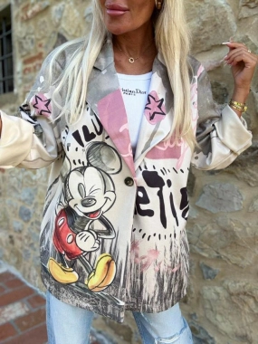 Luxusní sako kabátek Mickey šedá barva