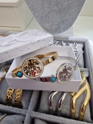 N63 Luxusní náramek strom života modré očko zlatý