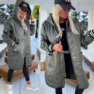 Dámská prošívaná lehká bunda s kapucí Style MM khaki