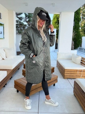 Dámská prošívaná lehká bunda s kapucí Style MM khaki