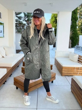 Dámská prošívaná lehká bunda s kapucí Style MM khaki