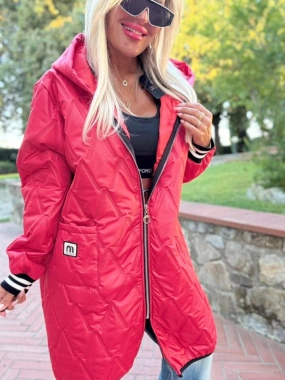 Dámská prošívaná lehká bunda s kapucí Style MM červená