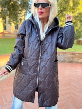 Dámská prošívaná lehká bunda s kapucí Style MM černá