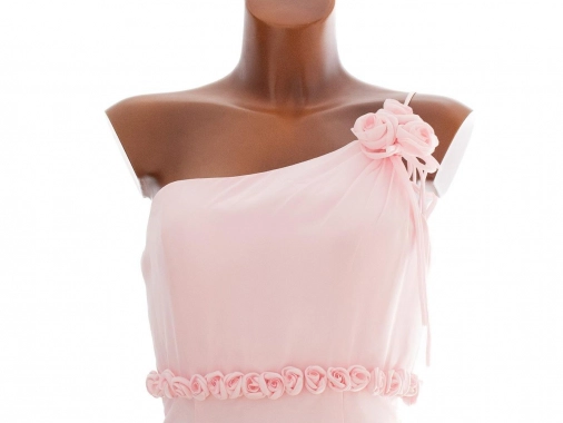 S/M Růžové plesové společenské nádherné šaty