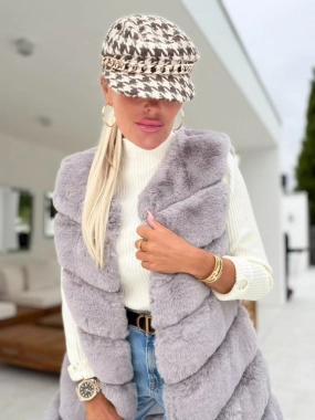 Stylová čepka kšiltovka baret zlatý řetízek oversize
