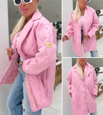 Luxusni přechodová bunda na druky logo růžová