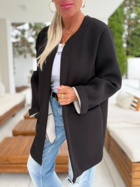 Trendy přechodový kabátek sako cardigan černý