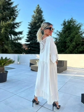 Dámské letní šaty zdobené záda Valentina krémové