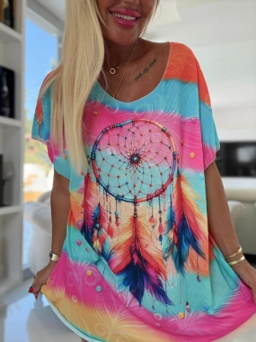 Svetřík halenka tunika krátký rukávek barevný lapač