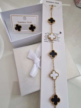 Nádherný set náušnice a náramek na ruku zlatá barva