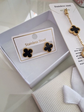 Nádherný set náušnice a náramek na ruku zlatá barva