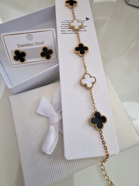 Nádherný set náušnice a náramek na ruku zlatá barva