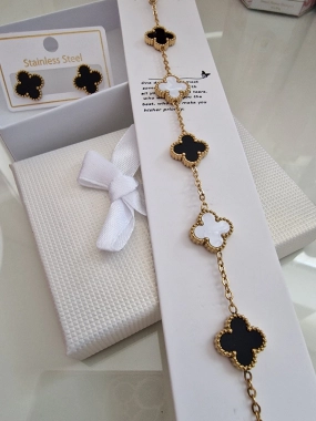 Nádherný set náušnice a náramek na ruku zlatá barva