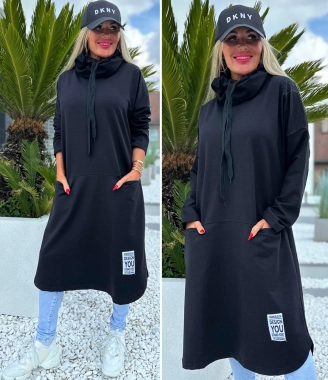 Černá dámská maxi mikina s rolákem u krku