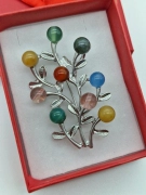 Veselá brož větvička stříbrná s perličkami