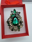 Luxusní brož velká zelená drahokam