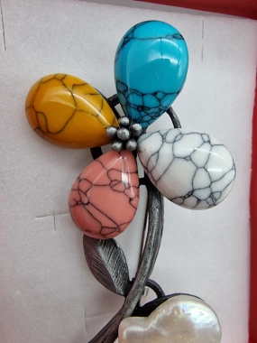 Luxusní brož velká květina barevná pastelové barvy