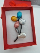 Luxusní brož velká květina barevná pastelové barvy