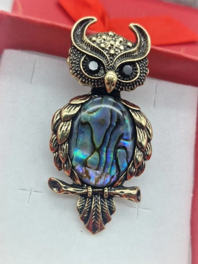 Luxusní brož sova s perletí