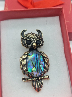 Luxusní brož sova s perletí