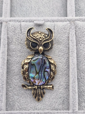 Luxusní brož sova s perletí