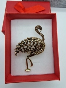 Luxusní brož plaměňák hnědý zirkony