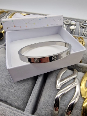 Luxusní pevný náramek Lora stříbrný  zirkony