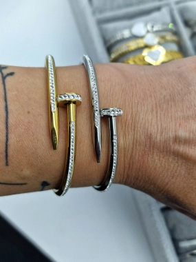 Luxusní dámský náramek Lora hřebík zlatý zirkony