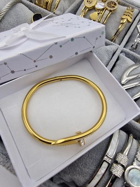 Luxusní dámský náramek Lora hřebík zlatý zirkony