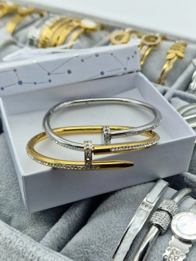 Luxusní dámský náramek Lora hřebík stříbrný zirkony