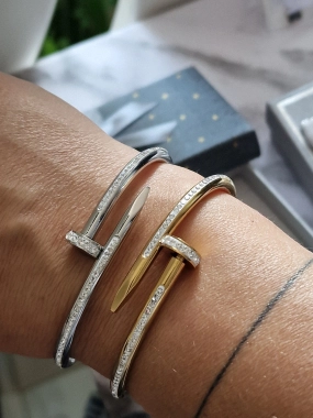 Luxusní dámský náramek Lora hřebík stříbrný zirkony