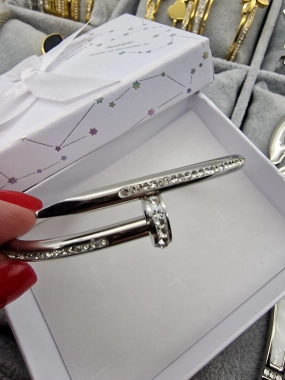 Luxusní dámský náramek Lora hřebík stříbrný zirkony