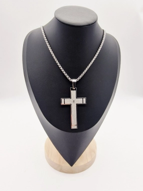 P1 Unisex náhrdelník s křížem velký chirurgická ocel