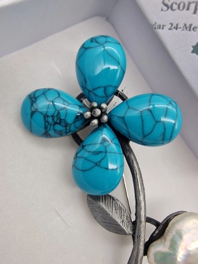 Vzor č. 3 Luxusní brož velká květinka květina modrá