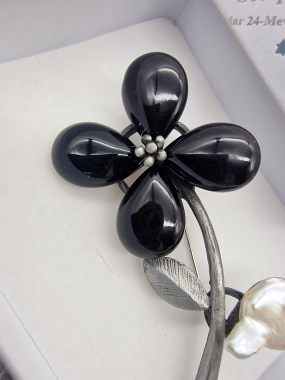 Vzor č. 5 Luxusní brož velká květinka květina černá