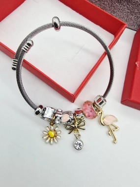 Náramek ala Pandora lanko oversize plaměňák