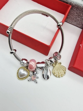 Náramek ala Pandora lanko oversize mušle srdíčko