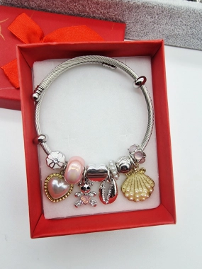 Náramek ala Pandora lanko oversize mušle srdíčko