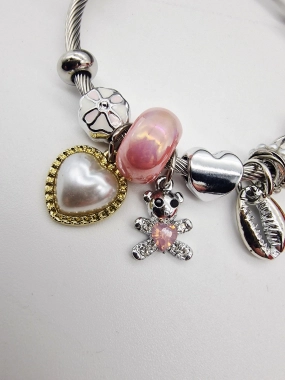 Náramek ala Pandora lanko oversize mušle srdíčko