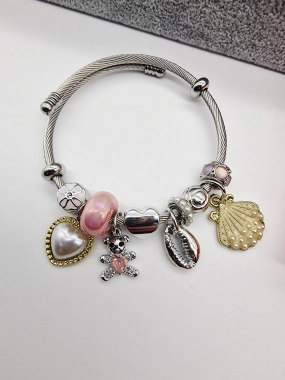 Náramek ala Pandora lanko oversize mušle srdíčko