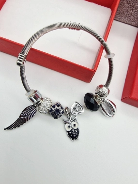 Náramek ala Pandora lanko oversize sova křídlo
