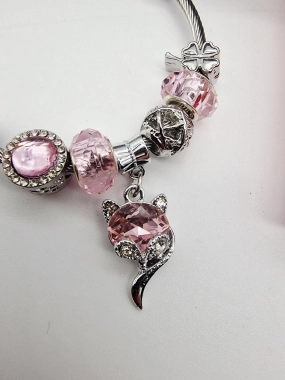 Náramek ala Pandora lanko oversize růžová kočička