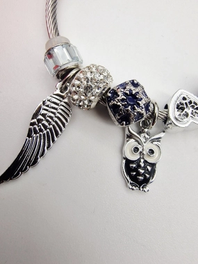 Náramek ala Pandora lanko oversize sova křídlo