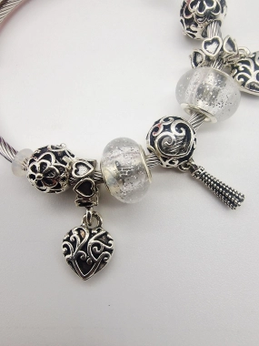 Náramek ala Pandora lanko oversize srdce ornamenty