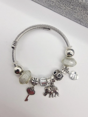 Náramek ala Pandora lanko oversize  slon a klíček
