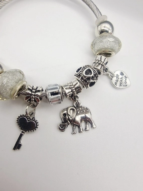 Náramek ala Pandora lanko oversize  slon a klíček