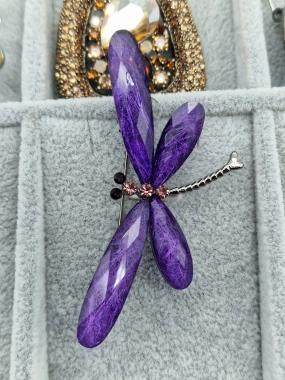 Luxusní brož vážka fialová fialové zirkony