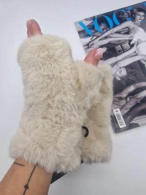 Dámské oversize rukavice UGC bezprstové krémové