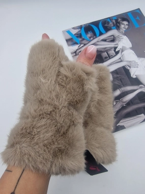 Dámské oversize rukavice UGC bezprstové béžové