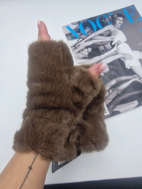 Dámské oversize rukavice UGC bezprstové hnědé